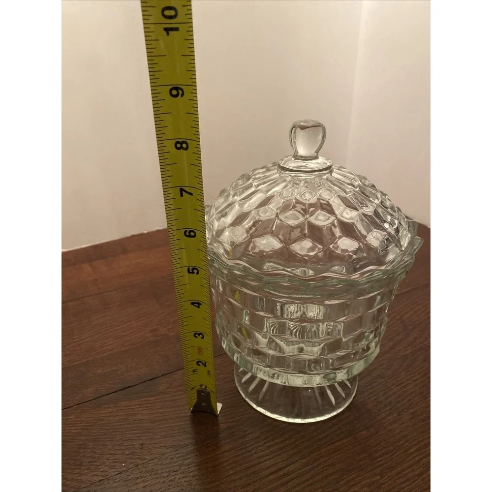 Vintage Homco‎ American Cube Pattern Pedestal Candy Dish With Lid